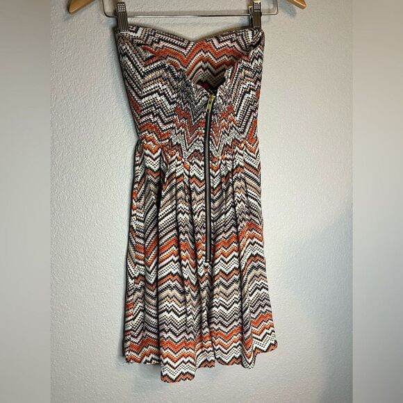Early 2000’s Parker strapless silk mini Aztec dress babydoll/ gossip girl XS - Picture 3 of 6